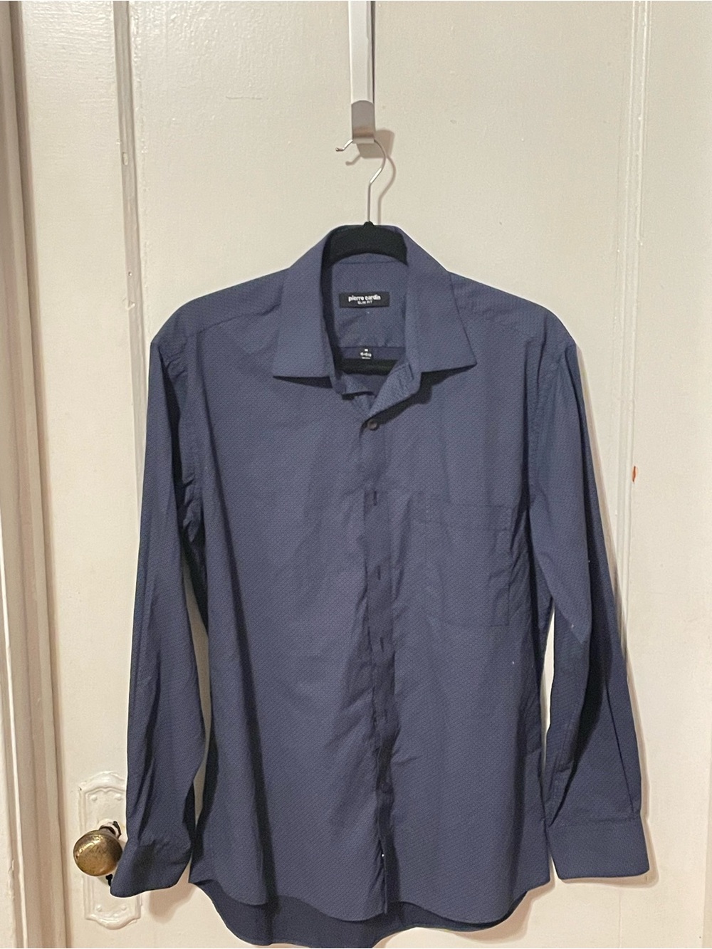 Pierre Cardin Dark Navy Microdot Long-Sleeve Dress Shirt